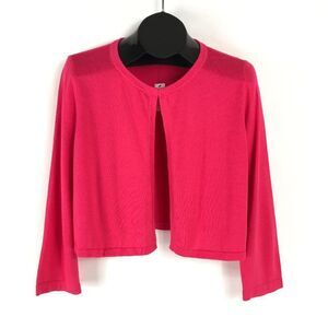 Talbots Cropped Knit Cardigan Sweater Women's Large Pink Stretch Career NWT